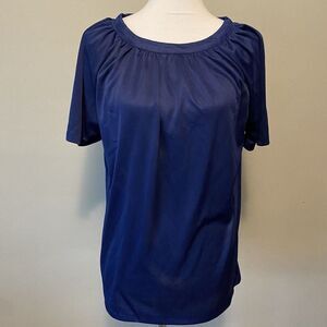 Vintage Johnny California 70’s Blouse Short Sleeve Blue Deadstock Large
